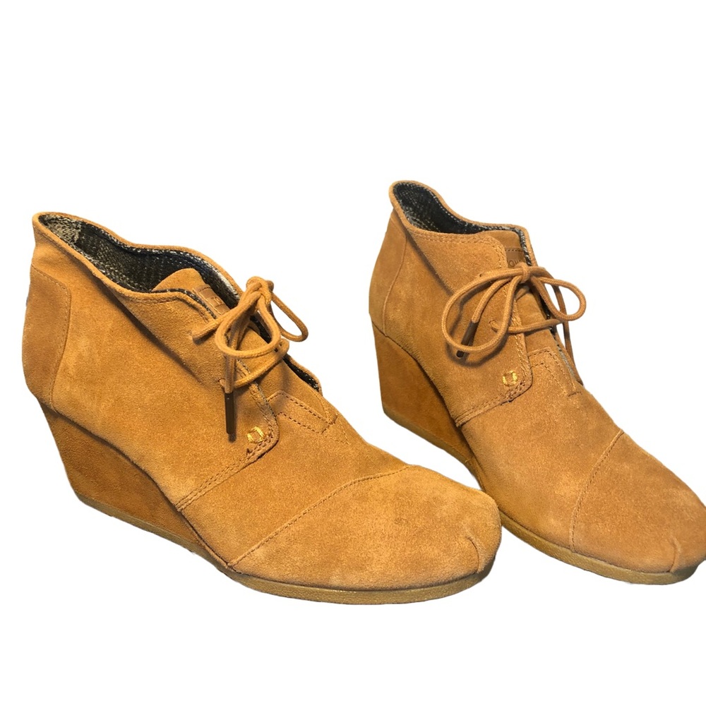 Toms | Desert Suede Lace-up Wedge Heel Bootie | Size 9